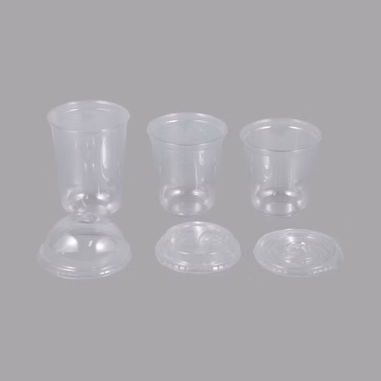 High Transparent Material PP/PS Disposable Cold Drinking Plastic Cups with Lids and Straws