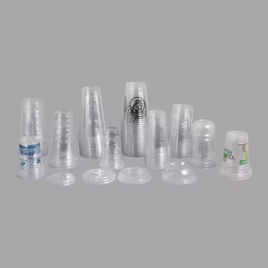 High Transparent Material PP/PS Disposable Cold Drinking Plastic Cups with Lids and Straws