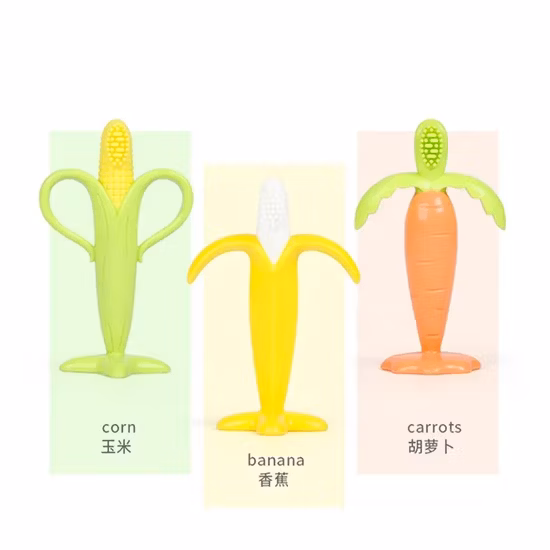 Teethers Carrot - Silicone Soft-Textured Teether for Sensory Exploration and Teething Relief, with Easy to Hold Handles